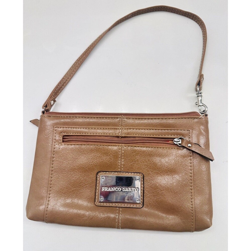 Franco Sarto Y2K Tan Leather Mini Purse Wallet Wristlet Polkadot Lining FS683